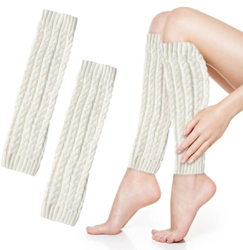 LIVESTN Damen Langer Beinwärmer Frauen Mädchen Winter Crochet Stricken Stulpen Beinstulpen Overknee Gestrickte Strümpfe Kniestrümpfe in Einheitsgröße Damen Stricken Legwarmers für Winterwärmer