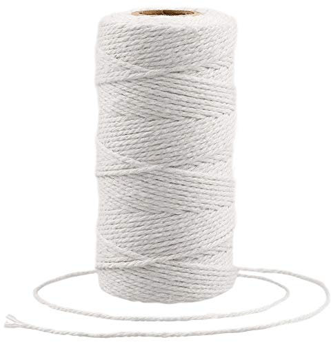 KINGLAKE 100m White String, 2mm Butchers String Cotton Bakers Twine, Craft Kitchen String for Crafts, Cooking Meat, Baking, Wrapping, Gardening