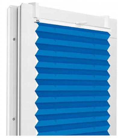 Fenster DEKOR - Plissee Klemmfix ohne Bohren Breite 50 cm x Höhe 120 cm - Fenster Plissees innen Blau - Faltrollo Blickdicht - Faltrollos einfach zu montieren - Blissett Rollo