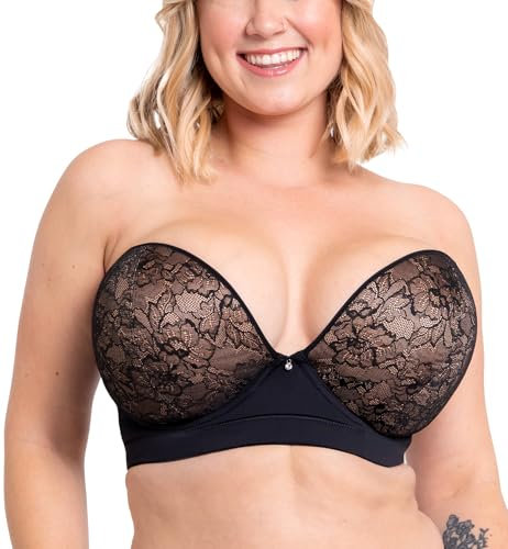 Curvy Kate Womens Hey Girls Superplunge Strapless Multiway Plunge Bra, Black/Latte, 38G UK