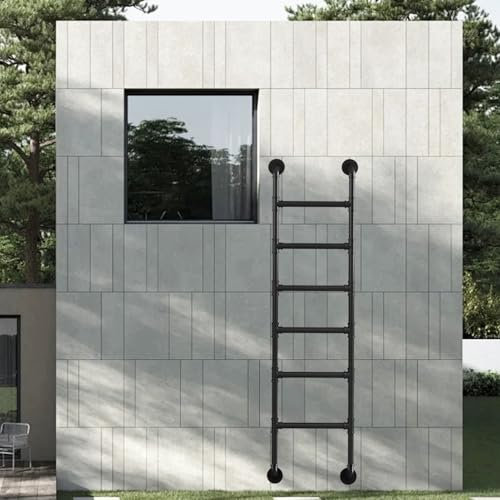 Scala retrattile da parete, con gradini antiscivolo, 9,3 m, per cantina, scaletta per scale di casa, interni ed esterni, tetto a castello, facile accesso e sicurezza (115 cm)