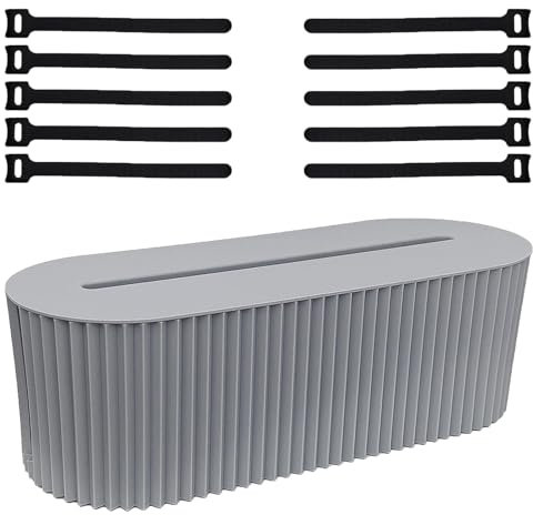 Kabelbox, Kabel Organizer Box, Cable Management Box, Grau Kabelmanagementbox, mit Aufbewahrungsschnur, kleine Aufbewahrungsbox für Steckdosenleiste, für Drahtmanagement, Concealer, Versteck, Abdeckung
