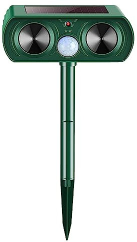 Solar Cat Repellent, Multifunctional Ultrasonic Cat Repellent, Waterproof Marten Deterrent with Motion Sensor, Bird Deterrent for Mole, Dogs, Birds, Cat Deterrent for Garden, Lawn, Farm