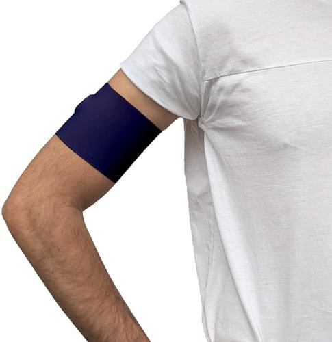 Glico Line Fascia Protettiva per Diabete Unisex per Adulti e Bambini, Fascia Braccio Copri Sensori Glicemici e Micoinfusori, Made in Italy, Blu, S