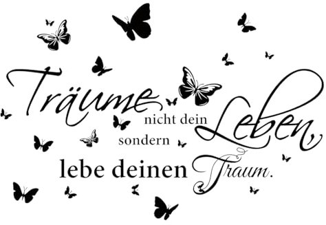 FULHANY Wandtattoo Wohnzimmer Modern - Wand Tattoo Selbst Klebend - TräUme Nicht Dein Leben, Sondern Lebe Deinen Traum Wandtatoo,Geeignet FüR Die Wanddekoration FüR Schlafzimmer Und Wohnzimmer