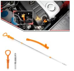 BINB ROAD Engine Oil Fluid Dipstick and Oil Dipstick Funnel Tube Compatible with VW Jetta Golf Beetle (Replaces 06A103663C + 06B-115-611R)