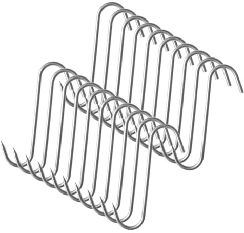 SOLUSTRE 20 pezzi Ganci S in Acciaio Inossidabile Ganci per Macellaio Resistente per Appendere Carne e Pollame per Cottura Essiccazione e Affumicatura