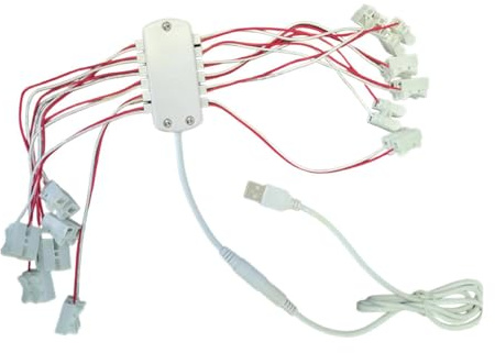 MotiveTech Alimentatore USB da 5 con 12 Porte per Plastici di Treni, Ferrovie in Miniatura, Diorami Architettonici, Parti di Ricambio per Modellismo Ferroviario con Un Cavo USB da 1 Metro