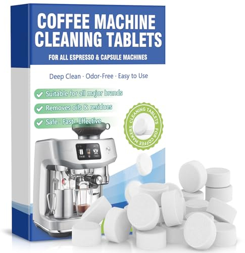 Coffee Machine Cleaning Tablets, 24 Pack, 5g Each, Powerful Espresso and Coffee Machine Cleaner and Descaling Tablets, Removes Coffee Oils and Residue, Compatible with All Coffee Machines