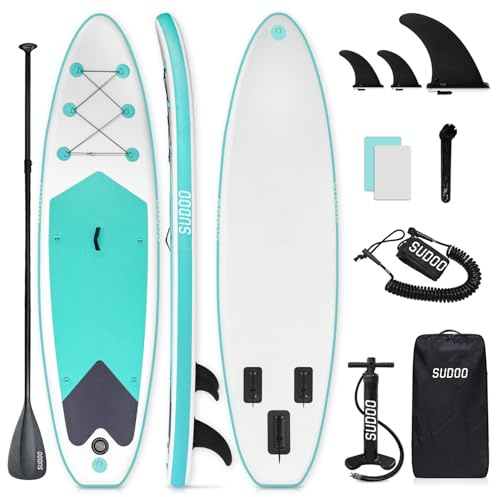 Stand Up Paddling Board uppblåsbar SUP-bräda för 2 + 1 personer/familjer, surfbräda för vuxna, lastkapacitet upp till 150 kg, uppstående paddel, kompletta tillbehör med paddel, fenor, ryggsäck