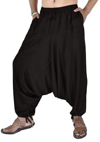 Whitewhale Men's Rayon Solid Harem Pants Yoga Trousers Hippie