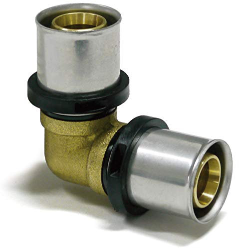 PROTECH 5 Stück Press-Winkel 90° 16 x 2 TH Pressfitting Alu Verbundrohr Messing DVGW Fitting TH Profil Kontur Bogen | Pipetec