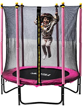 ATAA Cama elástica Infantil 140 Plus - Rosa - Trampolín para niños y niñas con Red de Seguridad Ideal para Interior o Exterior