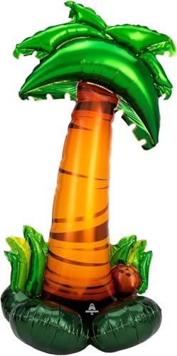 Amscan 4246711 - Folienballon Palme, Größe ca. 130 cm, Grün-Braun, mehrteiliger AirLoonz-Ballon, mit Helium oder Luft befüllbar, Geschenk, Dekoration, Party, Geburtstag, Strand, Urlaub