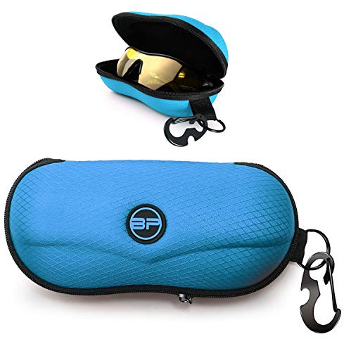 Custodia per Occhiali da Sole in Eva semirigida BLUPOND. Contenitore per Bicchieri con Gancio in Metallo per appenderlo. Blu.