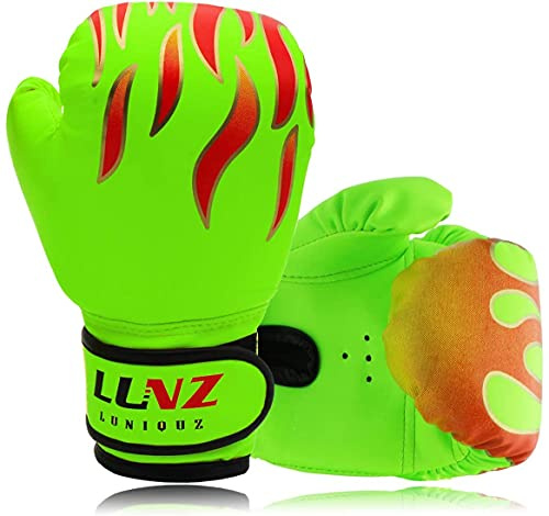 Luniquz Guanti da boxe per bambini, da 3 a 16 anni, 4 OZ 6 OZ 8 OZ per MMA, Muay Thai, kickboxing e sacco di sabbia