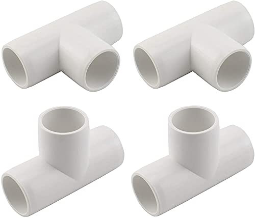 SDTC Tech 4 Stück 1,27 cm T-Stück PVC Fitting 3 Wege Möbel Grade Rohrbogen Verbinder für DIY PVC Regal Garten Stützstruktur Lagerung Rahmen