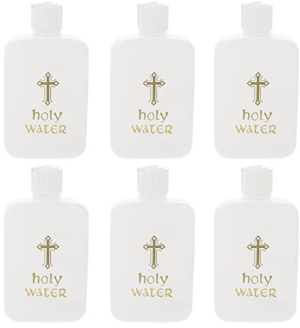 EXCEART 12 Pcs Holy Water Bottles Plastic 4Oz Catholic Holy Water Holder with Gold Cross Screw Cap for Church Baptism Religious Events