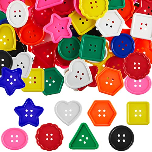 150 botones grandes para manualidades, botones de colores grandes para niños, botones brillantes surtidos, botones de costura de plástico para ganchillo, manualidades, proyectos hechos a mano