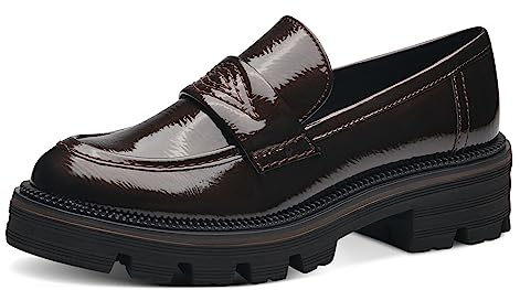 MARCO TOZZI Damen Loafer mit Plateau Klassisch, Braun (Mocca Patent), 41