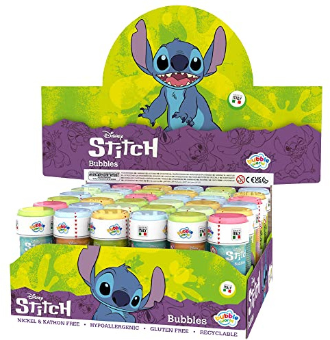 DULCOP - Pack of 36 Stitch Bubbles - Soap Bubbles - 60 ml - 047333 - Multi-Coloured - Plastic - Official Licensed - Children's Toy - Outdoor Game - Ages 3 Years and Above