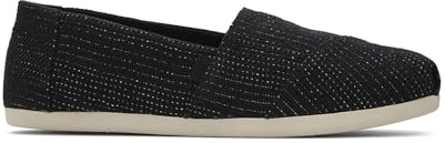 TOMS Alpargata Cloudbound, Mocasines Planos Mujer, Black Metallic Linen Stripe, 40 EU