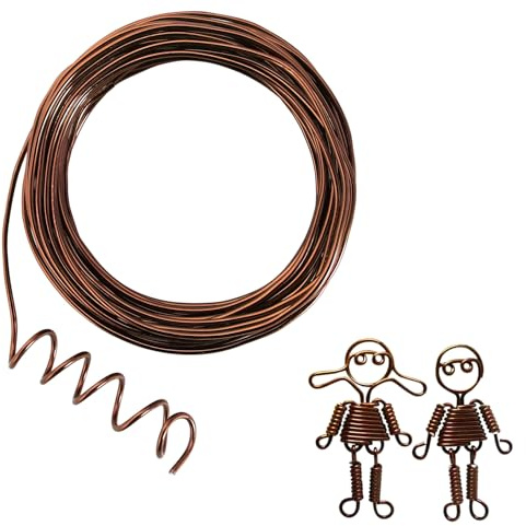 Chudeng 15.5 Metri di filo di alluminio Craft, colore Bronzo, 2 mm di spessore filo di scultura, filo armatura per la scultura, piegabile filo di metallo Craft per bambole scheletro e fai da te