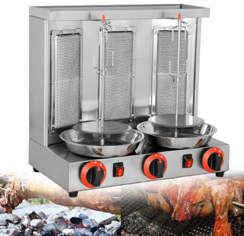 ZXSYYDS Horno Asador Giratorio De 360 ​​°, Máquina Vertical para Parrilla Doner Kebab, Parrilla para Barbacoa, Horno Asador Vertical Profesional a Gas, Electrodomésticos De Acero Inoxidable,Silver-B