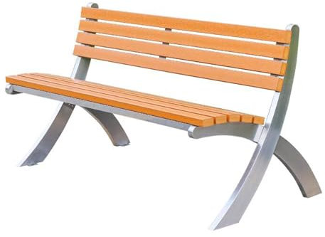 NRNQMTFZ Edelstahl Gartenbank,Parkbank mit Rückenlehne,robuste Beine aus Edelstahl und verdickte Lattensitze,Sitzbank für 2-3 Personen,Wetterfest Parkbank