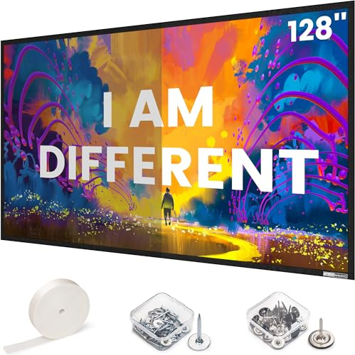 High gain Projector Screen Material - for DIY Frame or Wall Mounted - 2.6X Brightness and High Contrast 30% ALR - 128 inch 16:9 White Screen - by SilverMagic