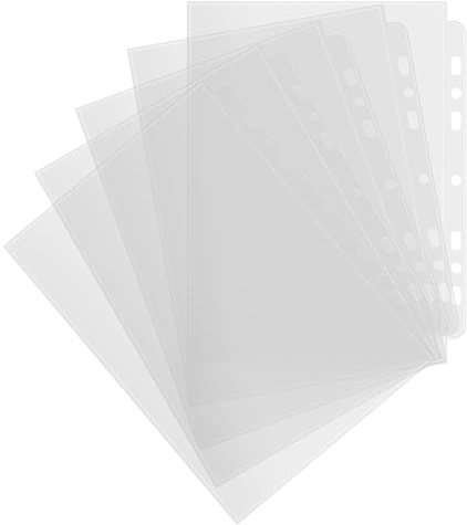50 fundas transparentes para archivos, A5, fundas de plástico transparente, fundas para documentos, extrafuertes, transparentes, fundas para folletos, para escuela, oficina