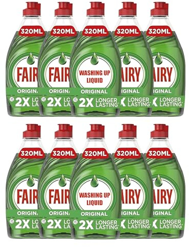 Washing Up Liquid Original Green | 320ML | (Pack of 10) | Easy and Effortless Cleaning, Even with the Oily Pots and Pans | Dishes Grease Cleaner