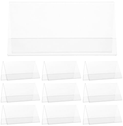 Happyyami Chevalets De Table Transparents 12x6 Cm Porte-nom Double Face En Pet Robuste Pour Bureau Étiquettes Nominatives Conférences Réunions Lot De 10 Pièces
