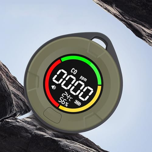 jcwwolk 3-i-1, bärbar kolmonoxiddetektor, (temperatur, fuktighet och kolmonoxid), professionell uppladdningsbar, monitor 144 HR standby, med larm