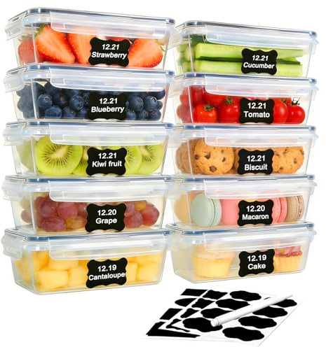 TEBOKHAD Boîte Conservation Alimentaire, 10 Pièces De 1l, Boîte Alimentaire Sans Bpa, Plastique Boîte Hermetique Alimentaire, 100% Étanche, Pour Congélateur, Frigo, Micro-Ondes & Repas à Emporter