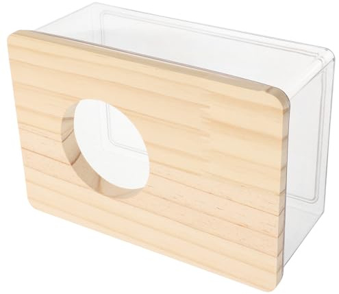 Tofficu Hamster Bath House Small Sand Bath Box with Wooden Frame Small Size for Hamster Grooming and Play Suitable