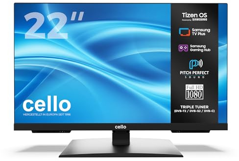 Cello C2226TZH Smart TV LED Full HD de 22, Tizen OS de Samsung, Gaming Hub, Bluetooth, Triple sintonizador y Sonido Pitch