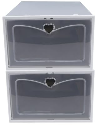 Operitacx Set 2 Scatole per Scarpe in Plastica Pp Design Semplice, Grande Capacità, Facili da Pulire da Visionare, Organizer Scarpiera a Cassetto per Casa