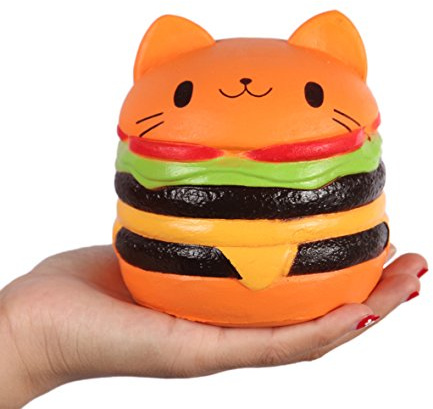 Anboor Squishies Hamburger Cat Jumbo Slow Rising Kawaii Bread Squishies Toy Prime Cheap for Collection Gift,Color Random