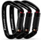 3pack Locking Climbing Carabiners-UIAA CE Certified 25kN Auto Locking Carabiner Clips, Carabina Twist Lock and Heavy Duty caribeaners for Rock Climbing, Rappelling, Dog Lead, D Shaped, Large, Black