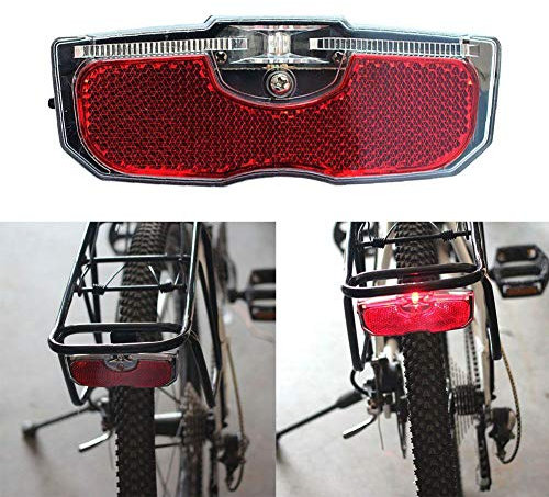 GreceYou Bike Tail Light, Bicycle Rear Reflector Tail Light for Luggage Rack Aluminum Alloy Reflective Taillight, 80mm Screw Mounted/Easy Release (Battery NOT Included)