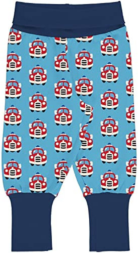 Maxomorra Biobaumwoll-Hose mit Kummerbund hellblau mit Feuerwehren 86-92