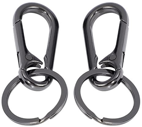 2 Stück Metall Schlüsselanhänger, Karabiner Schlüsselanhänger Schlüsselring Verschluss Abnehmbare Karabinerhaken Männer Frauen (Schwarz)