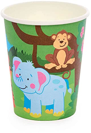 Baker Ross Gobelets Enfants en Carton motif Animaux de la Jungle - Lot de 10, Decoration Anniversaire Enfant (FX102)