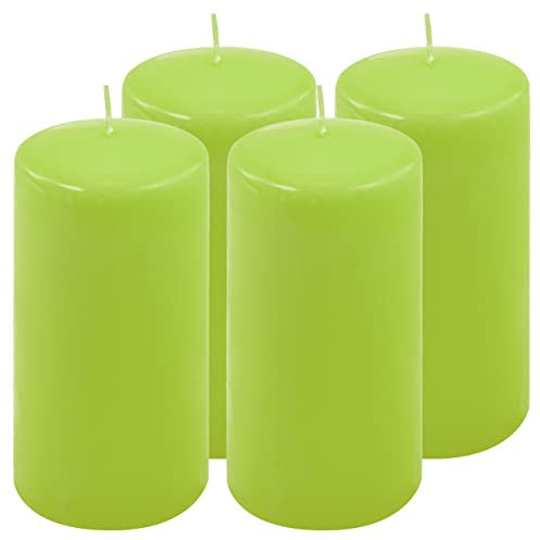 Stumpenkerze Höhe 15 cm Ø 7,5 cm lange Brenndauer Rund-Kerze Säulenkerzen Kerzen-Deko Tafelkerzen Weihnachts-Kerzen Hochzeit Xmas (hellgrün, 4)