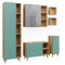 Vicco Badmöbel-Set Rudi, Badezimmerschrank-Set, Mintgrün/Eiche, 6 Teile, mit Hochschrank