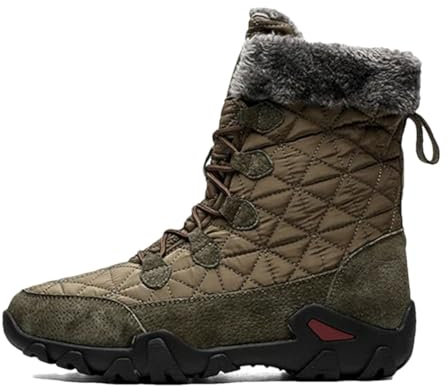 Warme Winterstiefel für Herren, Schneestiefel, Outdoor, Wildleder, Winterstiefel, hohe Wadenmitte, hält warme Schuhe, khaki, 46 EU