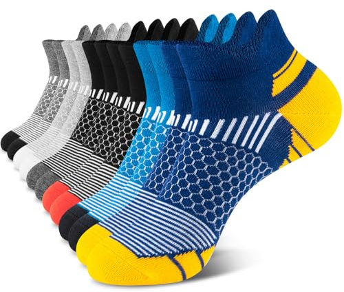 Niofind Mens Trainer Socks, Ankle Cushioned Running Socks, Cotton Low Cut Breathable Anti-Blister Socks for Sports Hiking Cycling Walking Multipack 6 Pairs