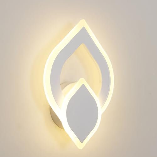 Mckalen Applique da Parete Interno LED, 16W 1800LM Lampada da Parete Moderno in Acrilica, Bianca Lampada LED da Muro per Camera da Letto Bagno Soggiorno Scale Corridoio, Luce Bianca Calda 3000K