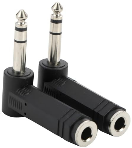 Greluma 2 pcs Rechtwinkliger 6,35 mm Stereo Stecker auf 6,35 mm Buchse Audio Adapter,90 Grad TRS 1/4 Zoll Stecker auf 1/4 Zoll Buchse für E Gitarren Mixer Lautsprecher KTV
